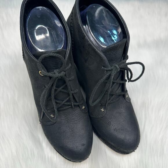 Rag & Bone Odval Leather Suede Distressed Wedge Ankle Booties - Picture 3 of 11